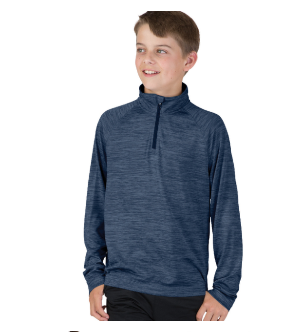 Unisex Kid's Space Dye Performance Pullover - Navy